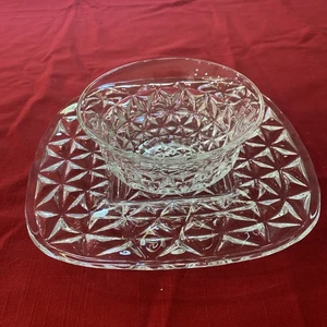 Vintage Small Glass Bowl With Glass Tray/ Plate - Picture 1 of 10