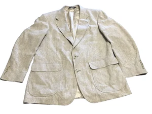 Blazer Lands' End 43R Beige 100% Seda Tweed 2 Botones Hombres De Colección Forrado Preppy - Imagen 1 de 12