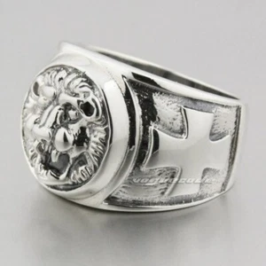 925 Sterling Silver Lion Cross Ring Biker Punk Jewelry 8S007A US Size 7~15 - Picture 1 of 25