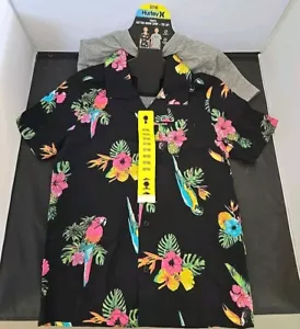 Camisa y camiseta hawaiana negra con botones Hurley Boys Elige la talla NUEVA - Imagen 1 de 5