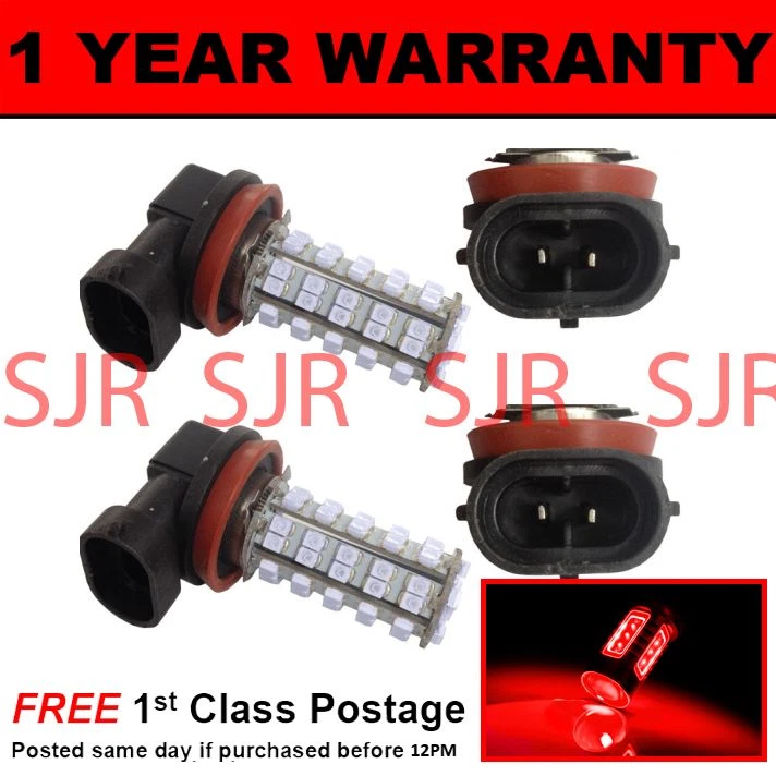 H9 RED 60 LED FRONT MAIN HIGH BEAM LIGHT BULBS HIGH POWER KIT XENON MB500501 X2 - Image 1 of 1