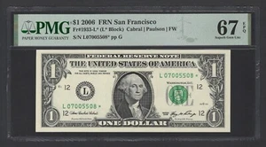 United States-Federal Res One Dollar 2006 Fr#1933-L* (L* Block) UNC Grade 67 - Picture 1 of 2