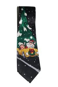 Hallmark Christmas Tie Yule Tide Greetings Santa Hippy Claus Convertible Peace - Picture 1 of 5