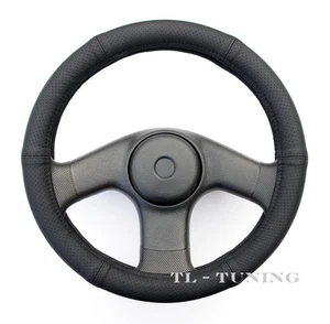 Lenkradbezug Lenkradhülle Lenkradschoner / Leder Ø 37 - 39 cm Schwarz Perforiert - Bild 1 von 3