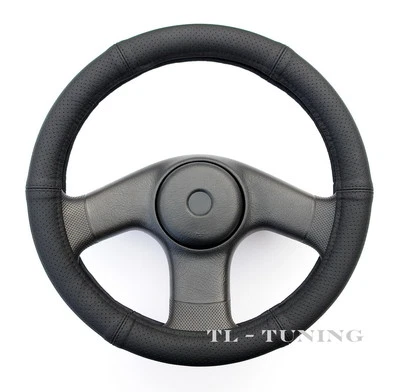 Lenkradbezug Lenkradhülle Lenkradschoner / Leder Ø 37 - 39 cm Schwarz Perforiert - Bild 1 von 3