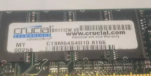 CRUCIAL MT8LSDT864AG-662C3 64MB SDRAM Memory Module SEE PICTURES - Picture 1 of 4