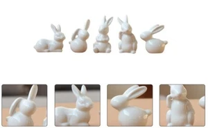 BESPORTBLE Easter Bunny Decorations White Rabbit Ceramic Rabbits Figurines 5Pcs - Picture 1 of 5