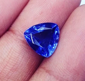 Natural Blue Sapphire 4.60 Ct Trillion Shape Loose Gemstones With Certificate - Picture 1 of 6