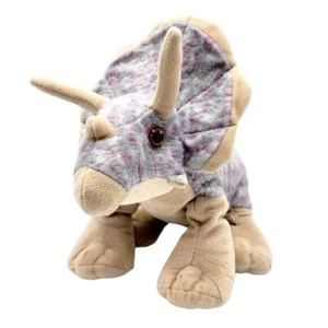 Wild Republic Dinosaurier Plüschtier lila 15 Zoll hellbraun gefleckte Hörner Stofftier Triceratops - Bild 1 von 9