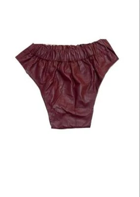 Men's Genuine Retro Burgundy Leather Low-Cut Running Short Casual Gym Shorts New - Image 1 of 3