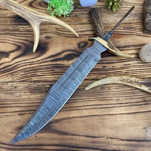SHARD BLADE CUSTOM HAND FORGED DAMASCUS STEEL BOWIE BLANK BLADE HUNTING KNIFE - Picture 1 of 6