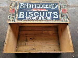 Antique EJ Larrabee & Co. Biscuit Wood Crate Box New York Albany