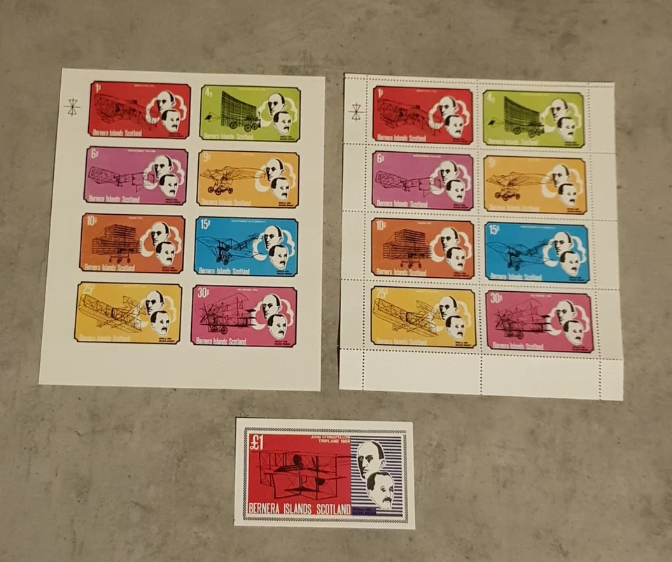 ESCOCIA - AVIACIÓN - AVIONES ORVILLE & WILBUR WRIGHT 2 M/HOJAS Y BLOQUE MNH Foto 1 de 1