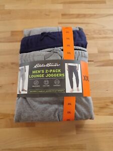 Eddie Bauer Men's 2 PACK Sweatpants Tapered Lounge Joggers Navy Blue/Gray 2XL