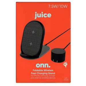 onn juice Faltbare Qi-fähige kabellose Schnellladestation (WIABLK100008474) - Bild 1 von 12