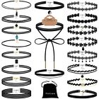 Women's 20Pcs Black Choker Necklaces Set For Teen Girls - Velvet, Ribbon, Lac...