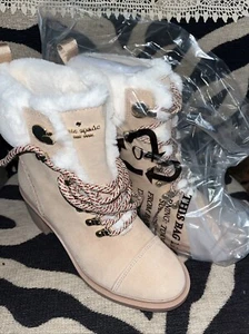 Kate Spade NY Walker Fur Bootie, 6.5, Suede/Fur/Lace Block Heel Boots KJ936 R5K - Picture 1 of 4