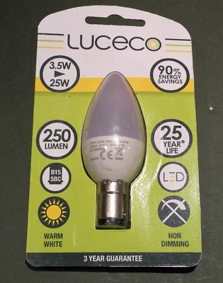 Luceco Led SBC Candle Warm White Non Dimmable B15 3.5w - 25w LC15W3W25-LE - Image 1 of 2