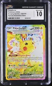 CGC 10 Pikachu EX Special Illustration Rare #238/191 Surging Sparks English - Picture 1 of 2