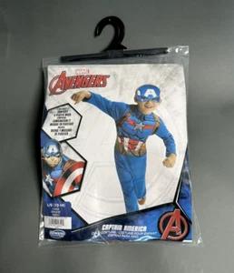 MARVEL Avengers Captain America Jumpsuit Mask Costume Cosplay Child L/G (12-14) - Picture 1 of 2