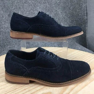 LA Milano Dress Shoes Mens 9.5 Brookside Oxford Blue Suede Lace Up Casual Block - Picture 1 of 14