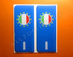 2x Autocollant Résine 3D Plaque d'immatriculation Drapeau Italie Voiture ou Moto - Picture 1 of 1