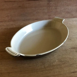 Le Creuset Au Gratin Oval Baking Dish As Is France 32cm Brown Enamel Cast Iron - Picture 1 of 12