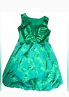 Green Blue Floral Brocade Party Dress 50/60, Style Ballon Skirt Cocktail 