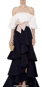 Top Johanna Ortiz bianco cotone popeline spalle scoperte manaure US8 $ 995 - Foto 1 di 9
