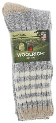 Calcetines Woolrich Damas Tejido Grueso Algodón Mezcla Lana Gris Mármol Clima Frío Foto 1 de 4