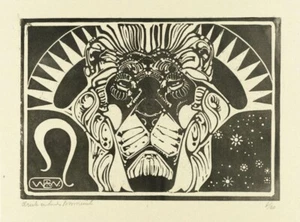 Head of a Lion : Bernard Willem Wierink : 1918 : Archival Art Print - Picture 1 of 2