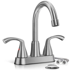 Centerset 4 Inch 2 or 3 Holes Brushed Nickel Bathroom Faucet, Vanity Sink Fau... - Picture 1 of 9