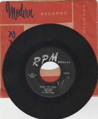 Don Cole "Snake Eyed Mama" / "Kiss Of Love" RPM Al Casey - Rockabilly 1957 - Image 1 of 2