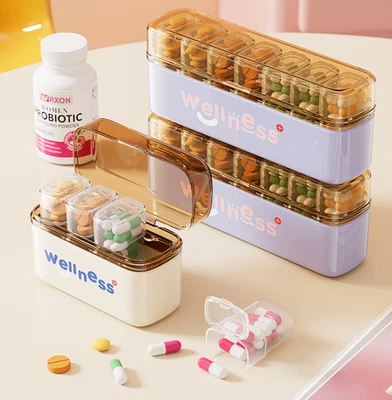 Portable Pill Dispenser Medicine Storage Box Vitamin Storage Case Pill Container - Image 1 of 4
