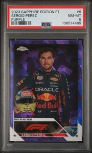 2023 Topps Chrome Sapphire F1 Sergio Perez Purple 04/10 PSA 8 Portrait #9 - Picture 1 of 2