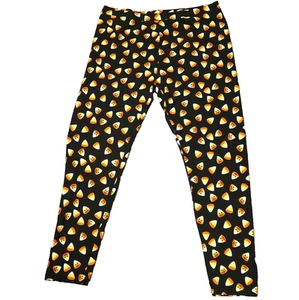 8 of Hearts Candy Corn Jack O' Lantern Print Ankle Leggings Stretch Black 3X - Picture 1 of 16