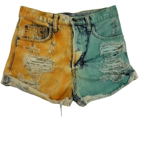 Damen Denim Jeans abgeschnittene Shorts Größe 25 CARMAR gelb/blau hergestellt in den USA - Bild 1 von 9