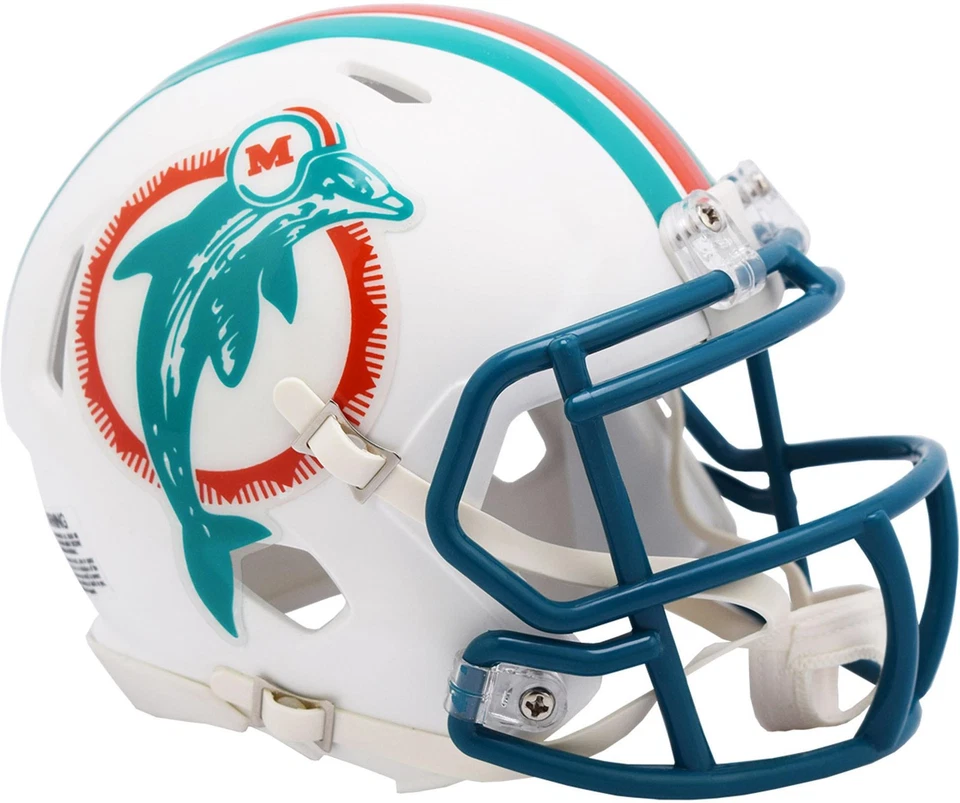 Minicasco de velocidad retroceso de los Miami Dolphins Riddell 1980-1996 Foto 1 de 1