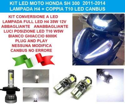 Kit Led Honda SH 300 H4 2011-2014 Faro Moto Abatibles Y De Posición - Imagen 1 de 4
