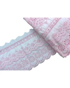 50 Cm Passamaneria Pizzo Sangallo Arricciato Passanastro Doppia Balza Rosa Alto - Bild 1 von 4