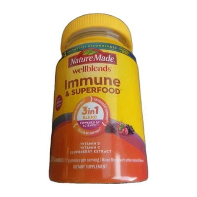 Gomitas inmunes y superalimentos hechas por la naturaleza Wellblends, Vit D, C y saúco 100ct Foto 1 de 4