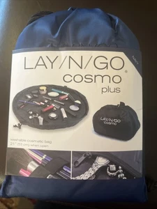 Lay/N/Go Cosmo Plus 21" Bolsa de Maquillaje Cosmético Lavable Chevron Azul Marino Nueva - Imagen 1 de 4