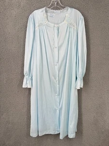 Vtg Lorraine Nylon Lace 1X Nightgown Robe Peignoir Set Lingerie Blue Maxi USA - Picture 1 of 12