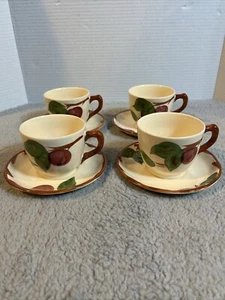 VTG Franciscan Apple Teacups Saucers Set of 4 Coffee Mugs Cups USA Made Country - Picture 1 of 24