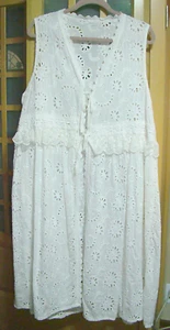 XYYS White Eyelet Summer Swimsuit Cover Up Dress Beachwear One Size L - Picture 1 of 8