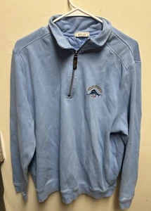 Tommy Bahama Relax Blue Quarter 1/4 Zip Sweater Mens Size Large Sweatshirt 8578 - Picture 1 of 5