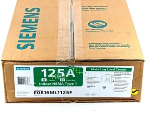 NEW Siemens E0816ML1125F Main Lug Load Center, 8-1" Spaces, 16-Circuits Max - Picture 1 of 4
