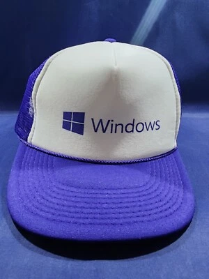 Vintage Microsoft Windows Hat Purple Rope Brim Mesh Foam Trucker Snapback Cap - Image 1 of 4
