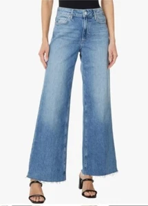 PAIGE Women's Anessa High Waist Raw Hem Ankle Blue Jeans Distressed 30 $239 NWT - Picture 1 of 17
