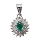 [Used] Pt850 emerald/0.15ct diamond pendant top [g219-57]